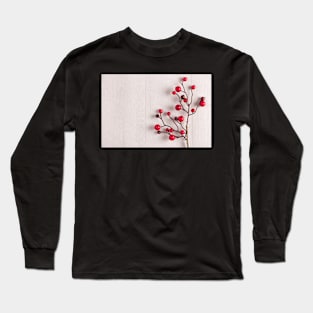 Red berries holly on white Long Sleeve T-Shirt